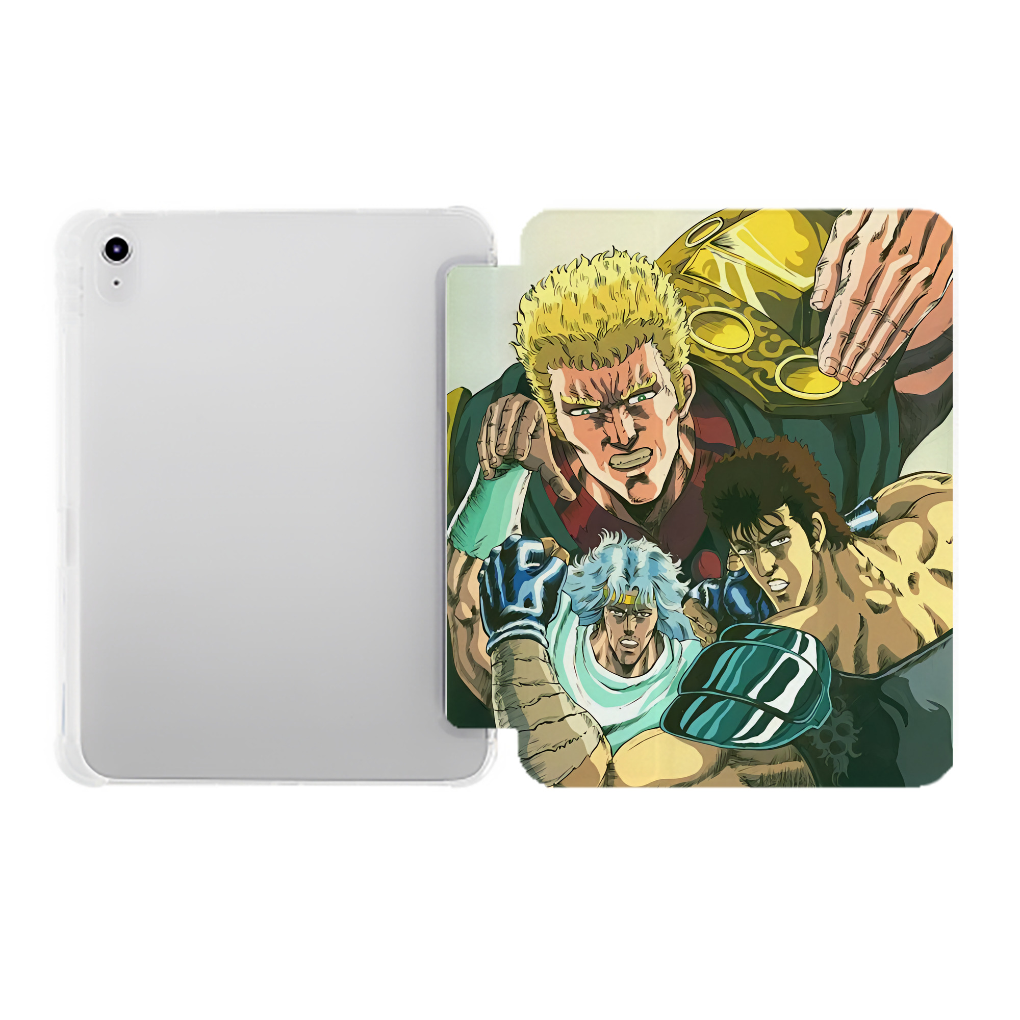 （画像用） 北斗の拳 Fist of the North Star IPad ケース ペン収納付き 三つ折りスタンド PUレザー×シリコン 対応機種9.5/10.5/10.9インチ